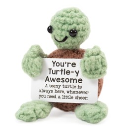 Funny Emotional Support Turtle Gifts,Knitting Turtle Emotional Support Nuggets with Positive Words,Emotional Support Plush for Christmas Home Desktop Decor(1 PCS)