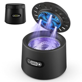 Ultrasonic Cleaning Device with UV Light & Fan, 180 ml Dental Pod for Tooth Splint & Prosthesis, 43 kHz Ultrasonic Cleaner with Quick Drying, Gentle Cleaning of Jewellery & Dummies