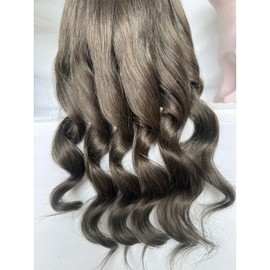 Voloria 12" Long Hair Men's Toupee Hair Replacement Systems Swiss Lace Front Natural Hairline Hairpieces Thin Skin PU V-looped 10"x8" Loose Wave(#4 Medium Brown Color)