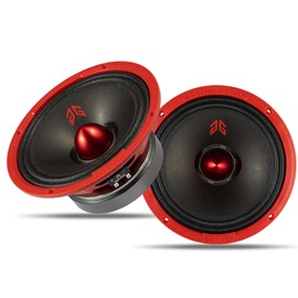 Gaooger MX80E2 Midrange Loudspeaker 8" Red Bullet, 640W Max, 4 Ohms, Premium Quality Audio Door Speakers for Car or Truck Stereo Sound System, Red (2 Speaker)