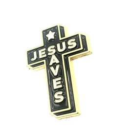 Jesus Saves Black Cross of Christ Religion Religious Metal Enamel Pin Badge