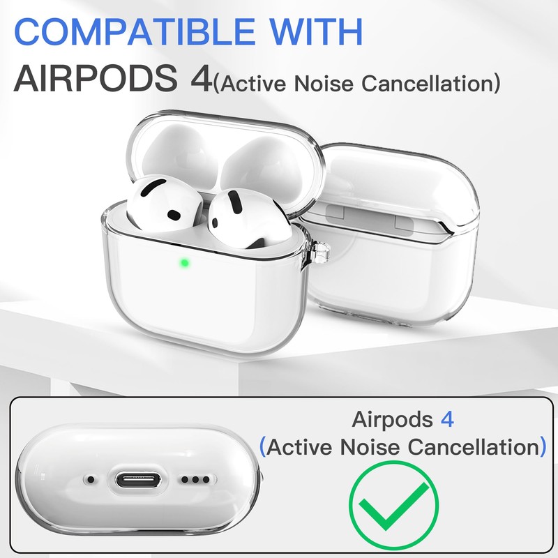 Veirrw Clear case Compatible with AirPods 4 with Active Noise