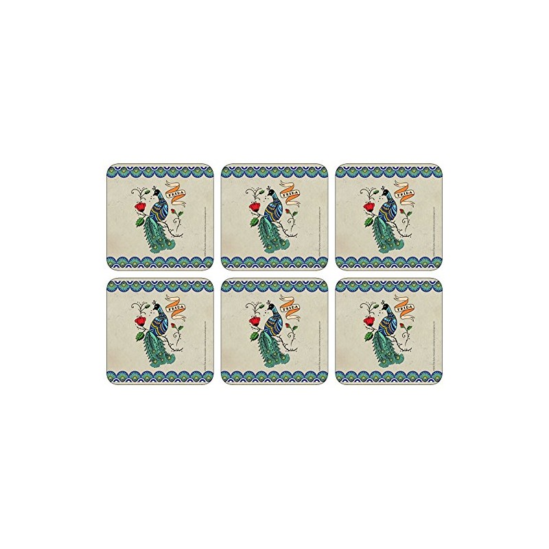 Castle Melamine - Peacock Coasters - Set of 6