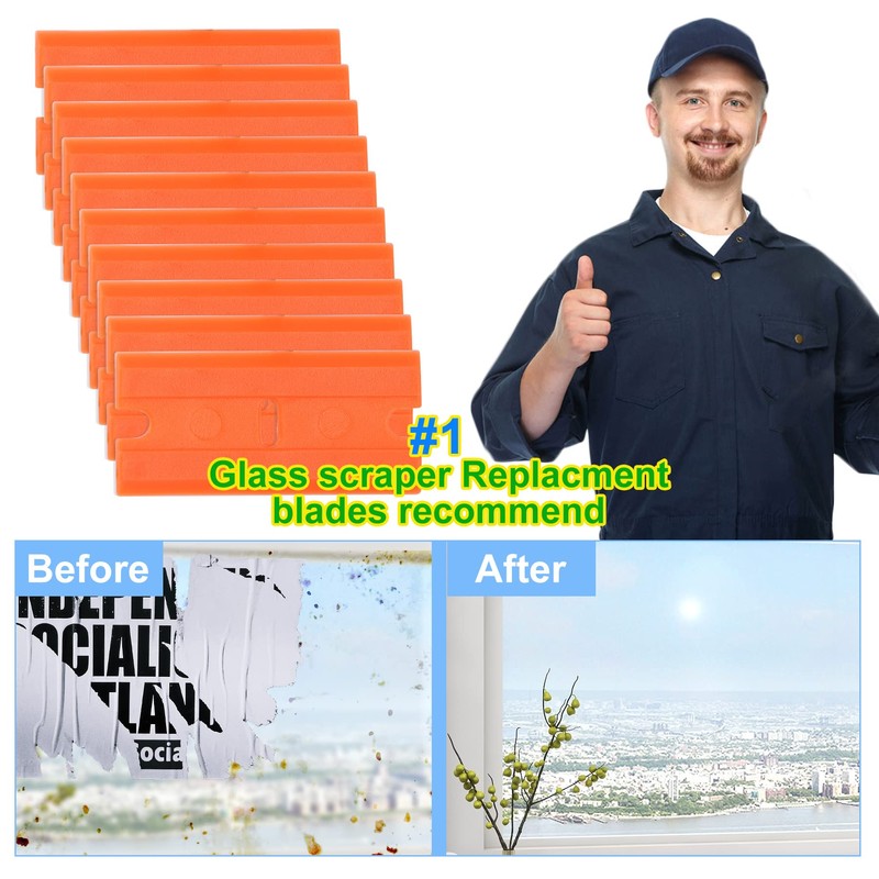 SIRALMNO 100 Pack Scraper Plastic Replacement Blades, Plastic Blades for