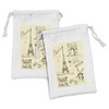 Lunarable Eiffel Tower Fabric Pouch Set of 2, Eiffel Tower
