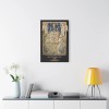 PSalter World Map 1265 Flat Earth Black Matte Canvas, Stretched,