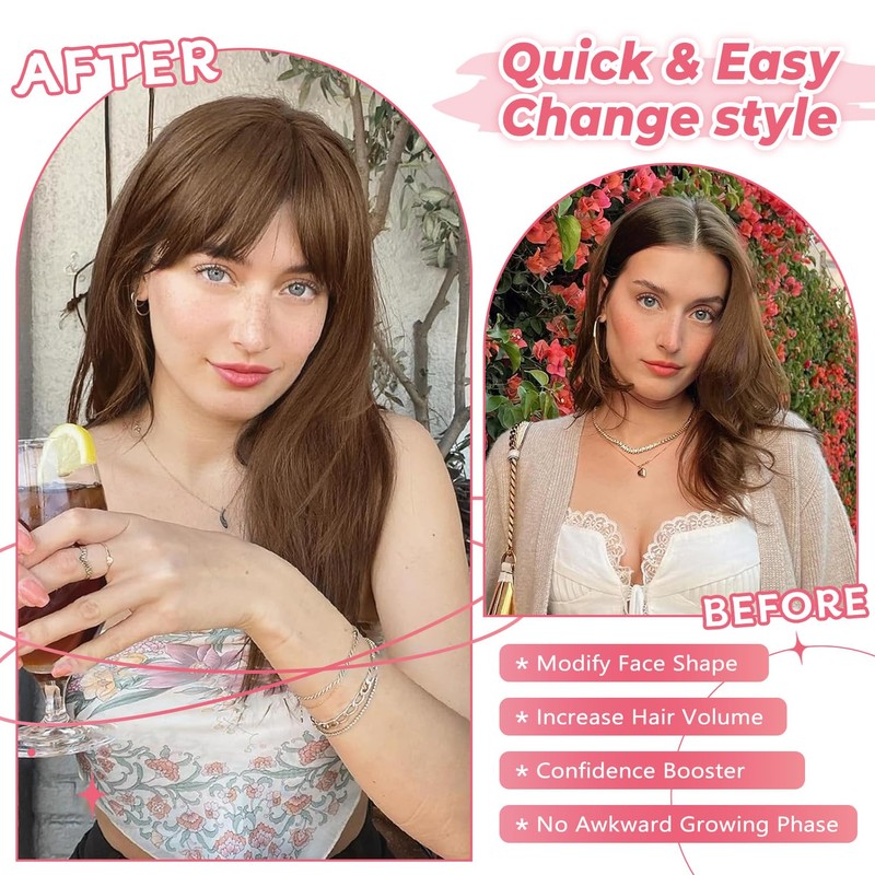 Datanala 100% Real Human Hair 360° Cover Air Bangs In