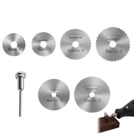 7PCS Rotary Drill Saw Blades Silver for Hss Circular Saw Blades Mandrel Rotary Tool Set Cutting for Hss Saw Disc Wheel Cutting Blades with Screwdriver Accessories for Wood Plastic Metal Cutting