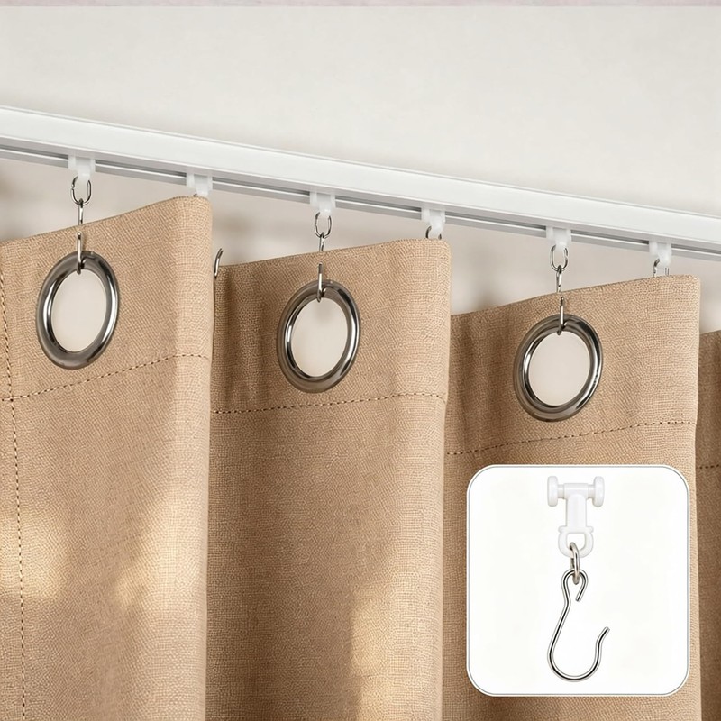 30 Pack Stainless Steel Curtain Metal Curtain Track Hooks