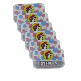 Buc-ee's Fresh Breath Mints – Sugar-Free, Gluten-Free, Long-Lasting Breath Freshener, Strong Mouth Watering Mints for Dry Mouth, Travel Size Tin Can - 50 Flavored Candy Mints (Cotton Candy, Pack of 6)
