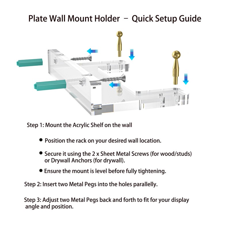 Wall-Mount Acrylic Display Shelf for Plates, Acrylic Plate Stand with
