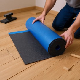 Recycled Fiber Floor Underlayment 3mm 200 Sq Ft Blue Roll Matte Finish Sound/Vapor Barrier for Laminate FlooringMaterials: Recycled Fiber, number of volumes: 1 Roll