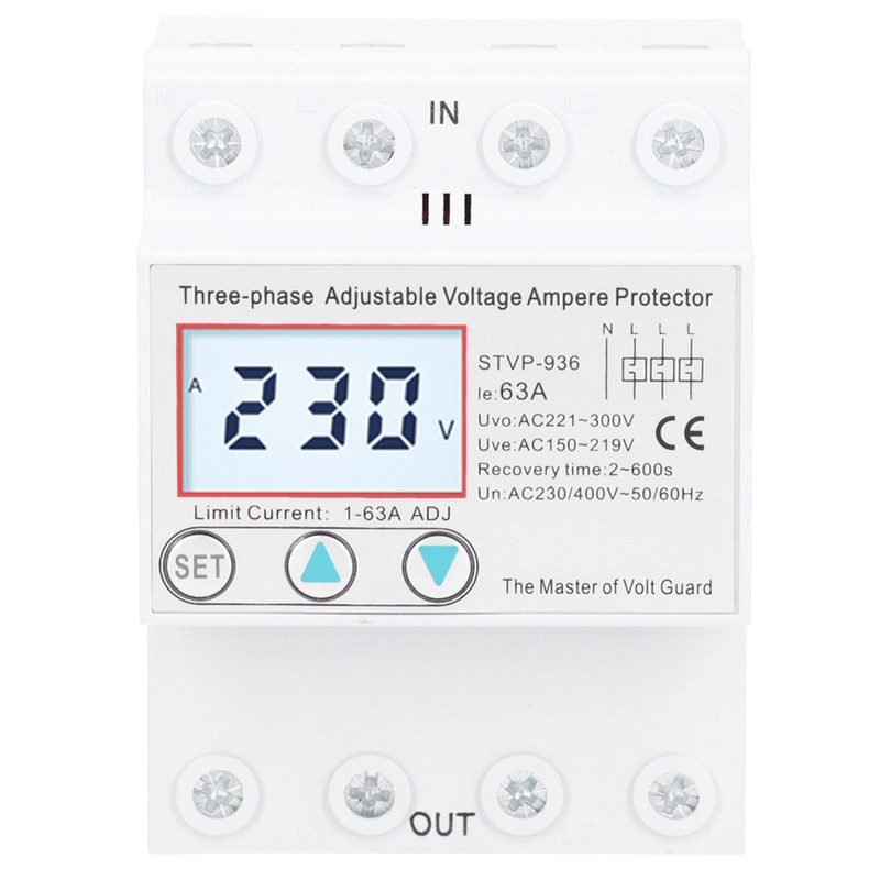 Adjustable Voltage Protector 3Phase LCD Multifunctional SelfResetting STVP936 230v 400V