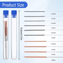 Giantree 10 Pieces 3D Printer Nozzle Cleaning Kit, Stainless Steel Nozzle Cleaning Needles, 3D Printer Tool Kit, 0.16/0.2/0.25/0.3/0.35/0.4/0.45/0.5/0.6/0.8mm for 3D Printer Accessories