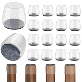 16 PCS Extra Large Chair Leg Floor Protectors with Felt, Chair Leg Caps, Floor Protectors for Chairs, Felt Chair Pads, Chair Leg Cups Covers, Bar Stool Leg Protectors (Fit 1.84-2.36" Clear)