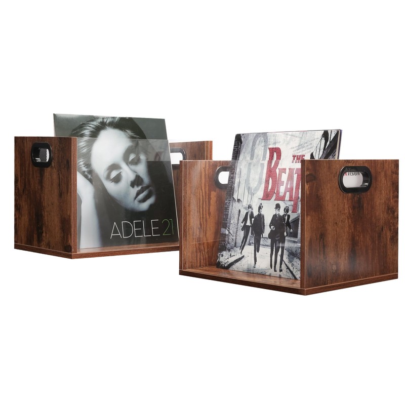 Vinyl Record Storage Crate 2 Pack, Holds up To 60