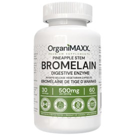 Bromelain Digestive Enzyme for Gut Health, 500mg Bromelain Capsules, Pineapple Stem Bromelain Digestive Enzymes For Women and Men. Papaya Enzymes For Healthy Digestion, Non-GMO, Vegan friendly, Free of Gluten, Soy & Dairy (60 Count (Pack of 1))