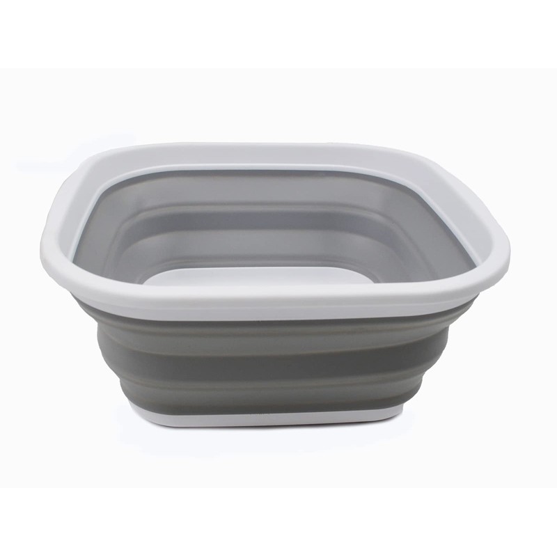 SAMMART Folding Tub (White/Grey, 5.5 L Tub)