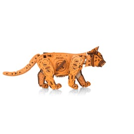 EWA Eco-Wood-Art Ginger Kitten Mechanical Wooden Kit with Spring Motor Available in 3 Colour Variations: Natural Wood, Black, Ginger