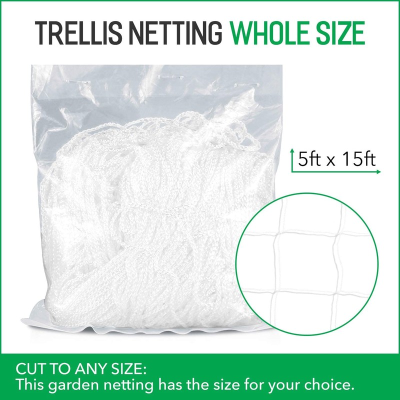 iPower 5 x 15FT Plant Trellis Netting, Heavy-Duty Polyester Grow