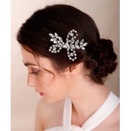 Chargances Bridal Rhinestone Hair Clips Wedding Crystal Hair Clip Barrette Head Pieces for Women Handmade Hair Accessories for Bride (Gold)