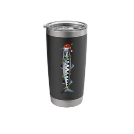 Xmas Lights Santa Hat Barracuda Fish Christmas Stainless Steel Insulated Tumbler