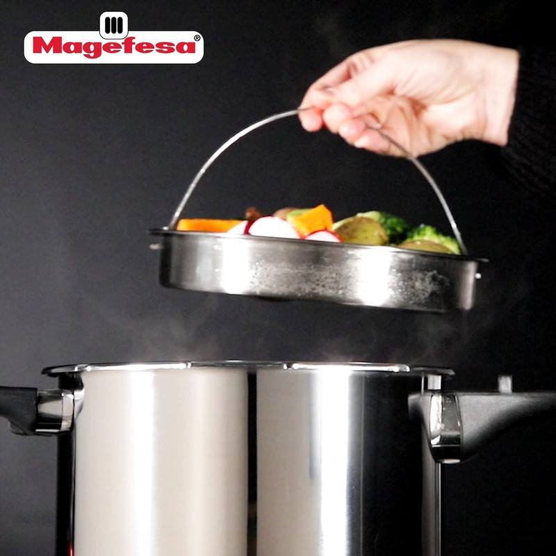 MAGEFESA - Perforated Cooking Steamer Basket + Tripod, Universal 7.9