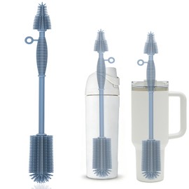 Raymeefa Silicone Bottle Brush,Double Sided with Sturdy Handle,Easy to Clean & Scratch-Free Brush for Baby Bottles,Sports Bottles,Insulated Bottles and 30/40 oz Tumblers (Blue)