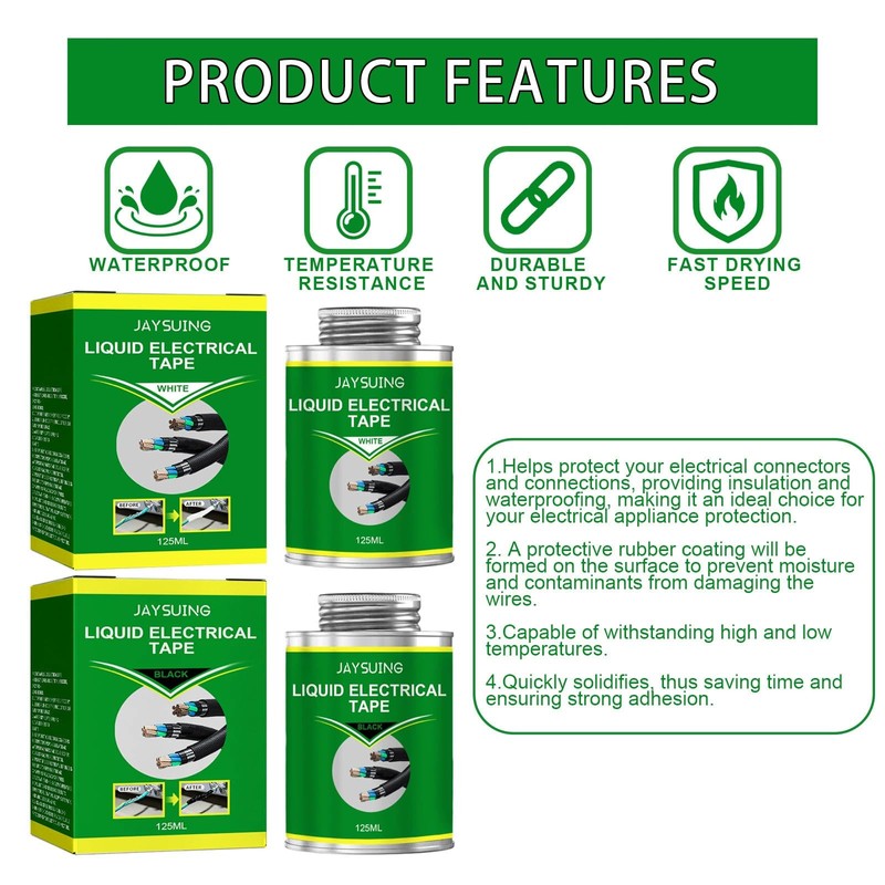 Hzutloer 4.2 OZ (125ML) Black Liquid Electrical Tape, Liquid Adhesive