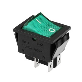 sourcing map DPST Boat Rocker Switch Yellow Neon Lamp W Green Shell Toggle Switch for Boat Car Marine ON/Off AC 250V 15A/30A
