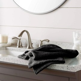 Sweet Needle Pack of 12 Face Cloths 30 x 30 cm | Soft, Highly Absorbent Materials, Lightweight, Durable. Ideal for Daily Use, Facial Cleansing, Baby Care, Gym and Spa, Black