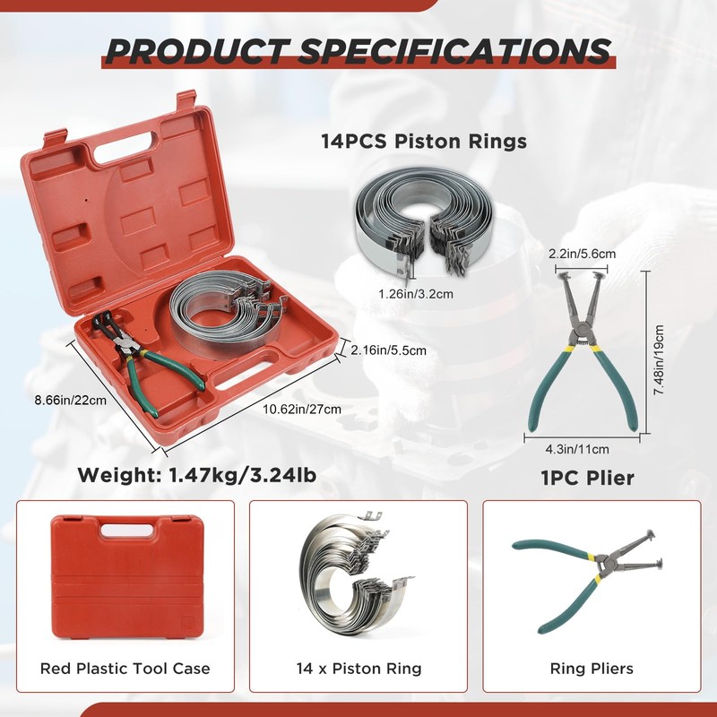 Automotive Piston Ring Compressor Tool, Car Engine Piston Ring Compressor