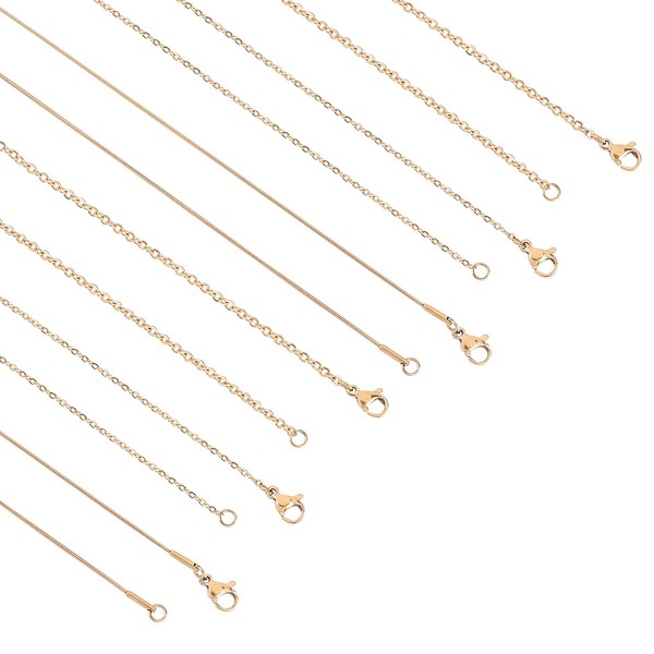 UNICRAFTALE Pack of 12 Vacuum Coating Stainless Steel Golden Chain