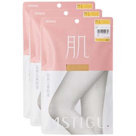 ATSUGI ASTIGU AP6000 Women's Stockings, Natural Bare Skin Feel, Set of 3 Pairs, Skinny Beige