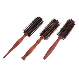 SAFIGLE 3Pcs Round Boar Bristle Hair Brush with Natural Wood Handle for Men and Women for All Hair Types Efficient Detangling Styling and Smoothing for Salon and Personal Use