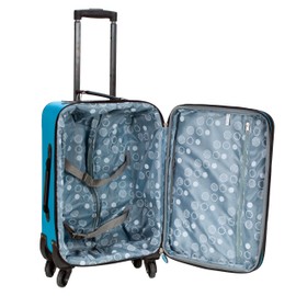 Rockland Pasadena Softside Spinner Wheel Luggage, Turquoise, Carry-On 20-Inch