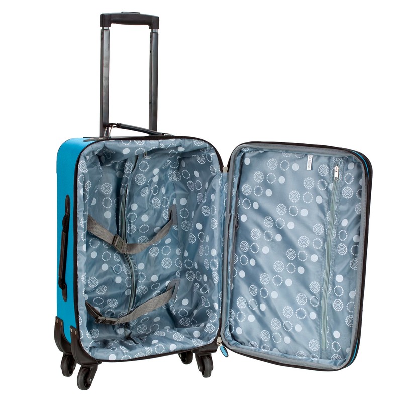 Rockland Pasadena Softside Spinner Wheel Luggage, Turquoise, Carry-On 20-Inch