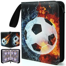 Football Card Binder 400 Pocket Soccer Trading Card Binder Collect Holder With 50 Removable Page Card Sleeves for Football Fans (Black)