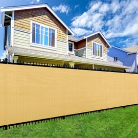 Shade&Beyond 5'x12' Sand Privacy Screen 90% Visibility Blockage Fence Sreen 170 GSM Fencing Mesh Fence Panel for Wall Garden Yard Backyard Indoor Outdoor Home Decoration,A517