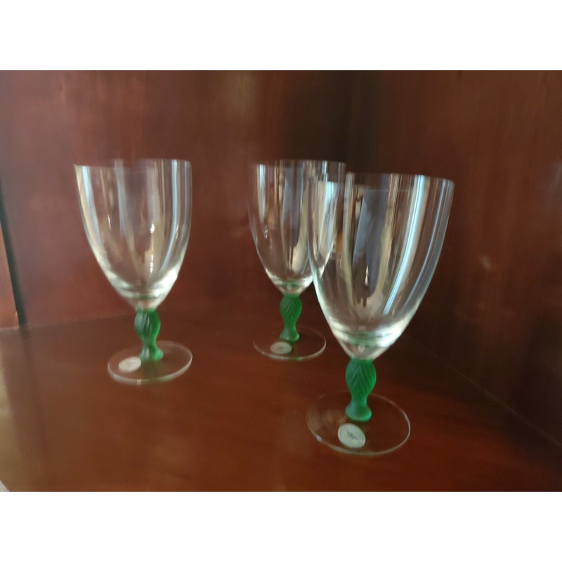 GORHAM CRYSTAL GREEN STEMMED ICED TEA OR WATER GLASS- SET