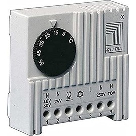 Rittal 3110.000, Thermostat, Enclosure Internal, 24/230V, 24/60VDC, 2.8" Height x 2.8" Width x 1.32" Depth
