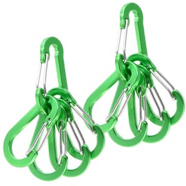 JOAMO Carabiner Key Holder, Small, Mountain Climbing, Camping, 6 Colors x 10 Set, Stylish, Lightweight, Keyring, Mini Set, Men's, Women's, Street, Small (Green)