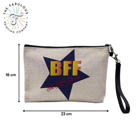 Tasche aus Leinen – BFF Best Father Forever Star Schwarz – Kosmetiktasche aus Leinen in Leinenoptik – Geldbörse – 15 x 10 cm, leinen, 23.5 x 15 cm, Kosmetiktasche