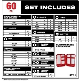 48-32-4097 60 Pc. with Shockwave Impact Duty Drill and Drive Bit Set,for Milwaukee Tool