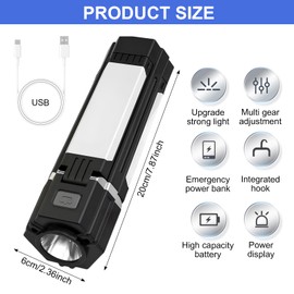 LED Campinglampen, 3000mAh Camping Laterne, Taschenlampe LED Aufladbar, Arbeitsscheinwerfer, Camping Licht mit Stufenlos Dimmbar & 5 Leuchtmodi, Faltbar Zeltlampe für Camping, Wandern, Notfall