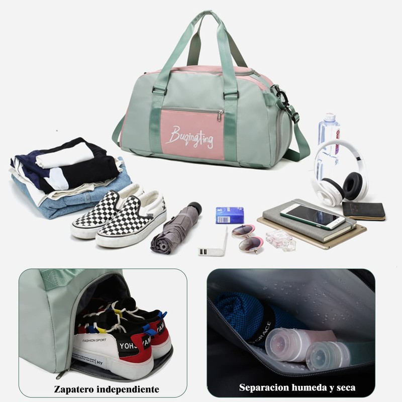 Mochila Gym Mujer, Maletas de Viaje Impermeable Gran Espacio, Maleta