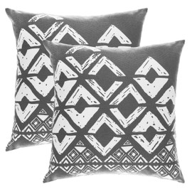 TreeWool (Pack of 2 Decorative Throw Pillow Covers Geometric Squares Accent in 100% Cotton Canvas (16 x 16 Inches, Graphite Gray)