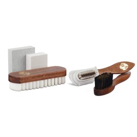 Langer & Messmer Schuhpflegeset für Rauleder - Schuhputzset mit Schuhbürsten zur Nubukleder Pflege und Pflegemittel zur Farbauffrischung, Schutz und Imprägnierung zur Pflege Ihrer Wildlederschuhe