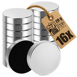 COM-FOUR® 16x fridge magnets, strong magnets made of stainless steel with felt pads, flat round magnets for fridges, whiteboards and more