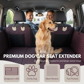 DOGGO Selection – Back Seat Pet Cover for Dogs, Premium Dog Hammock for Car with Hard Bottom | Universal Car Seat Protector, Waterproof & Washable | Dog Car Seat Cover for Large (Brown)